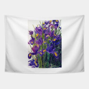 Purple irises watercolour painting Tapestry