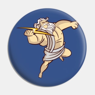 Funny Greek God Zeus with Lightning Bolt Pin