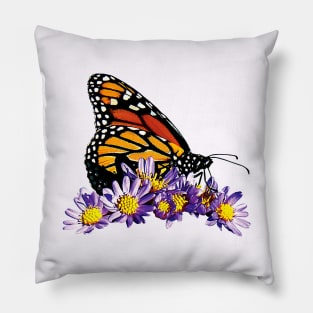 Monarch Butterfly on Purple Asters Pillow