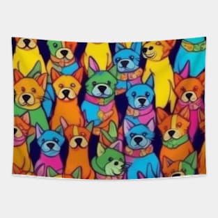 Colorful dogs cartoon Tapestry