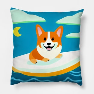 Surfing Corgi Dog Pillow