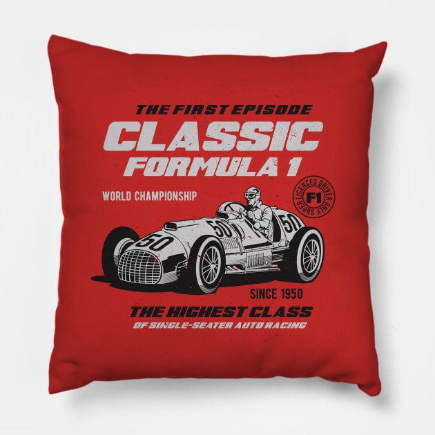 Classic formula one Race Pillow by beanbeardy