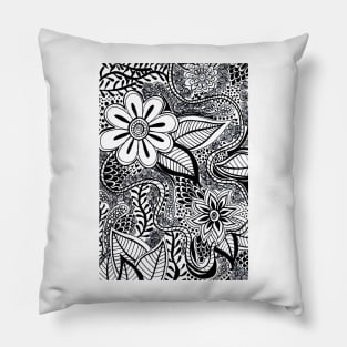 Black and White Floral Affair Pillow