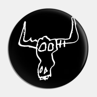 Bull Skull Doodle White Pin