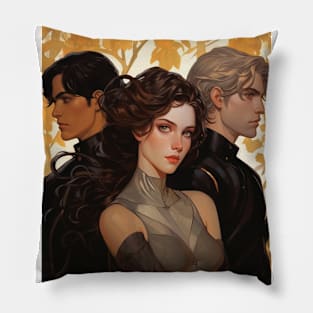 Violet, Xaden, and Dain  Fourth Wing book fan art Pillow