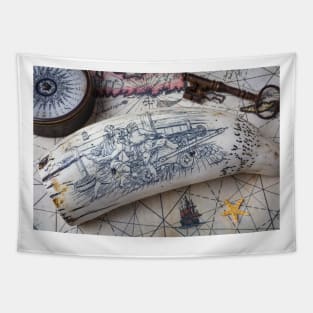 Scrimshaw Men Firing A Canon Tapestry