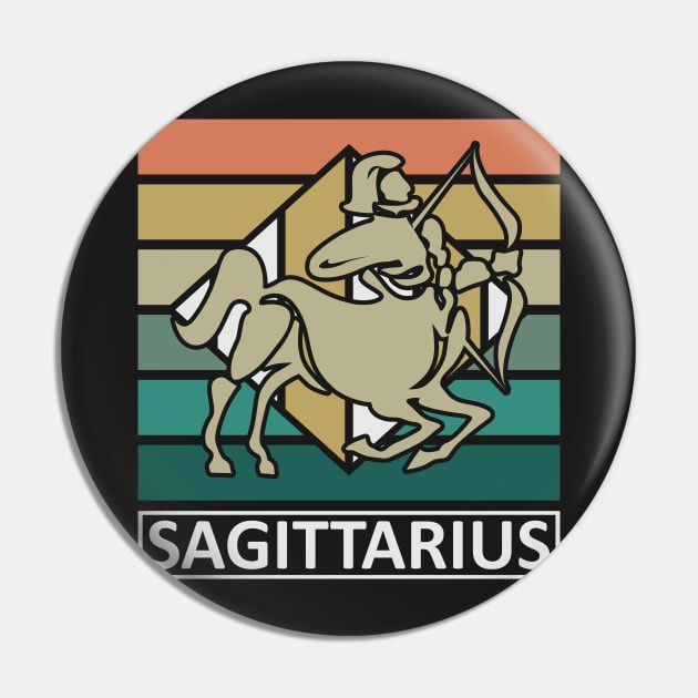 Sagittarius Vintage Zodiac Pin by GrafDot