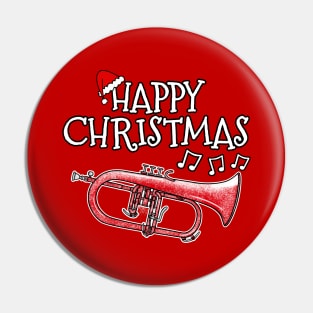 Christmas Flugelhorn Brass Musician Santa Hat Xmas 2022 Pin