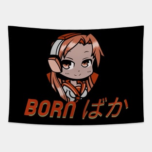 Funny Anime Born Baka Cyberpunk Neon Tapestry