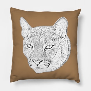 Mountain lion face converted to a drawing Pillow