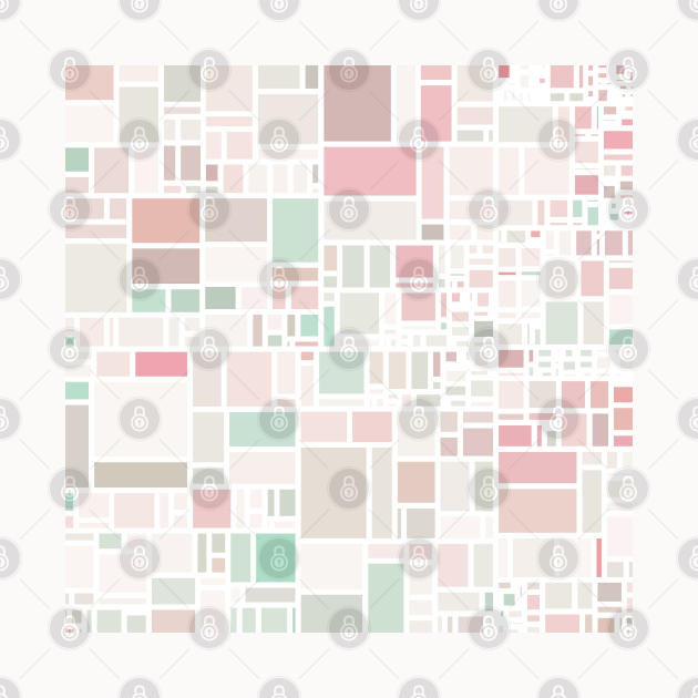 Pink and Green Pastel Boho Retro Mondrian Inspired Pattern by Kaleiope_Studio