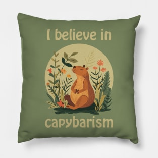 I believe in capybarism capybara Pillow