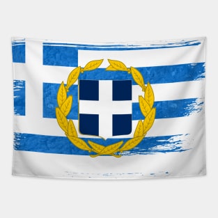 Greece flag - grunge brick stone Tapestry