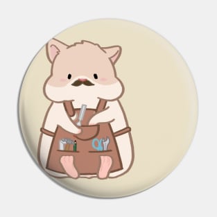 Fat hamster in woodworking apron cartoon Pin