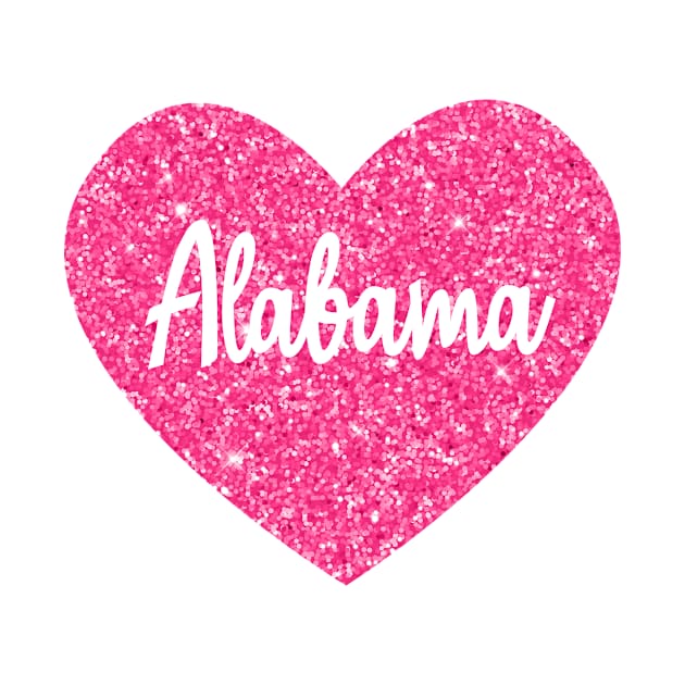 I Love Alabama USA Pink Heart Gift for Women and Girls by JKFDesigns