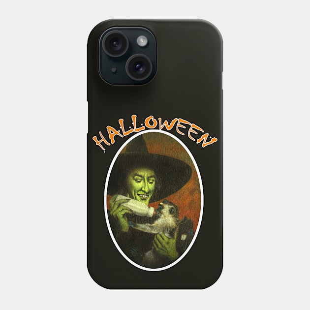 Halloween Witch And Monkey Phone Case by mictomart