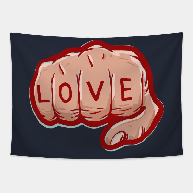 Fist of Love Tapestry by bigbadrobot