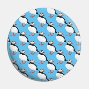 Puffin pattern on blue Pin