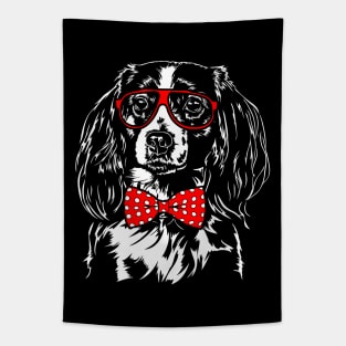 Nederlandse Kooikerhondje with glasses cute dog portrait Tapestry