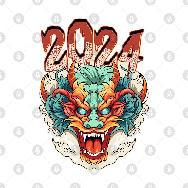 Chinese New Year 2024 Year of The Dragon Head by creative