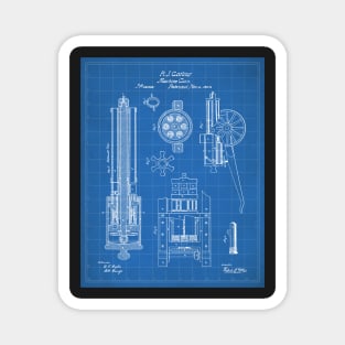 Gatling Machine Gun Patent - Gun Lover Gun Shop Art - Blueprint Magnet
