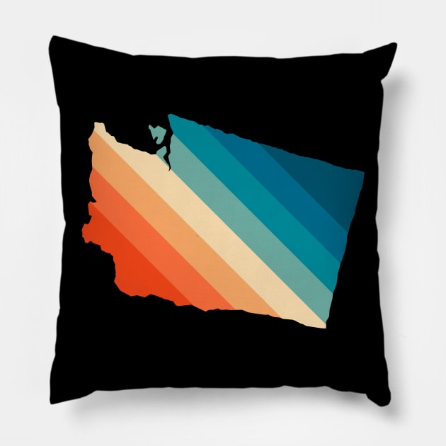 Washington State Retro Map Pillow by n23tees