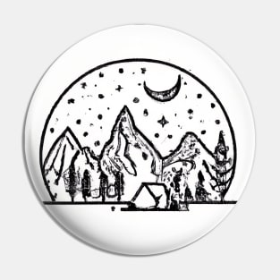 Night Camping Painting Pin