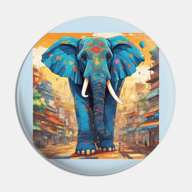 Blue Elephant Pin by Kingrocker Clothing