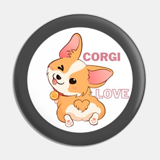 Corgi Love - Heart Butt Pin