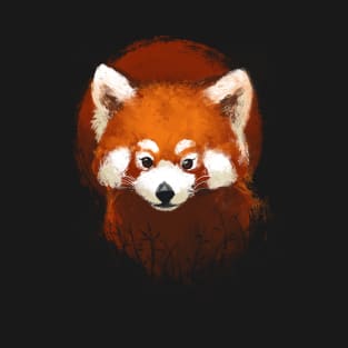 Red panda sunset - Cute Fluffy Animal - Ink Painting T-Shirt