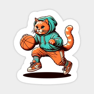 basketball dribbling cat Magnet