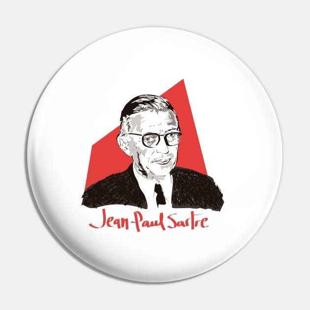 Portrait of  Jean-Paul Sartre Pin by Slownessi