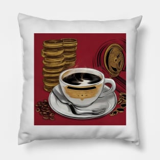 Coffee Cafe Vintage Retro Decaf French Press Pillow