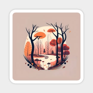 Autumn Forest Minimalistic Drawing Magnet