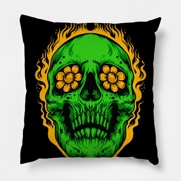 Green Skull Pillow by Blunts