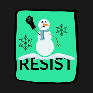 Resist Snowman on Green Background T-Shirt