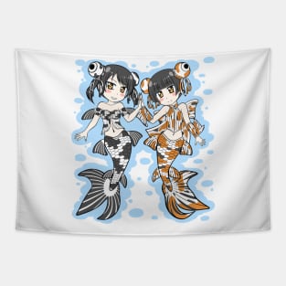 Goldfish Mermaid Sisters Tapestry