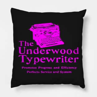 Old Ad Underwood Manual Typewriter Vintage Fuchsia Pillow