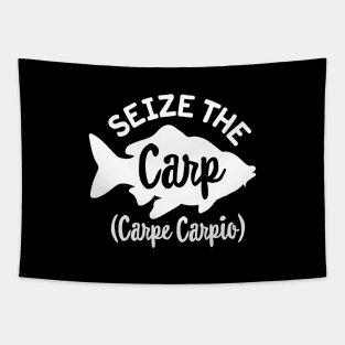 Seize the Carp Carpe Carpio Carp fisher Carphunter Tapestry