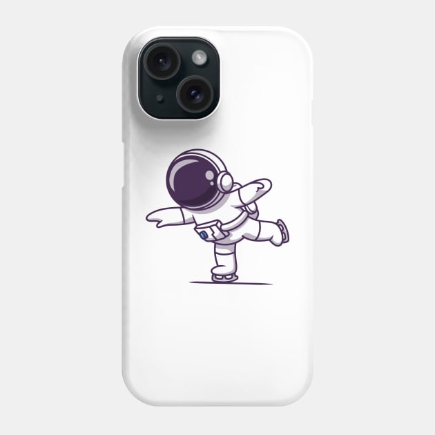 Cute Astronaut Playing Ice Skating Phone Case by Catalyst Labs