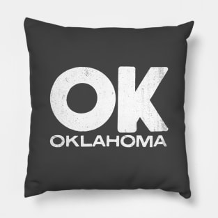 OK Oklahoma Vintage State Typography Pillow