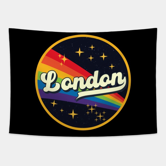 London // Rainbow In Space Vintage Style Tapestry by LMW Art