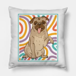 Cute and Colorful Portrait of a Pug Dog // Adorable Pug // Pug Mom KH Pillow