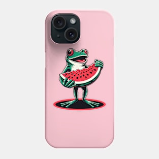 Frog carrying watermelon slice Phone Case