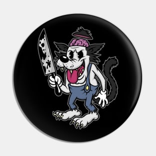 Big Bad Wolf with Knife Creepy Cute Graphic Horror Pin