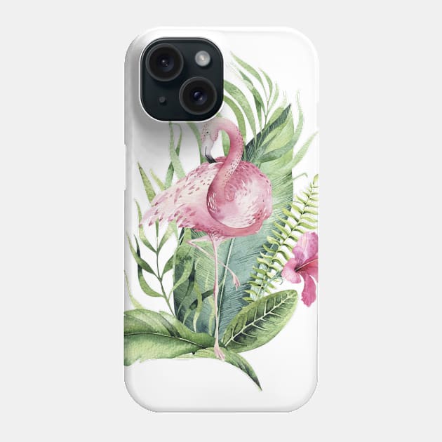 wading Flamingo Phone Case by NJORDUR