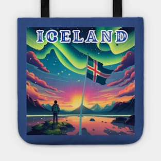 ICELAND HIKING Under the Aurora Borealis Says T-Shirt Tote