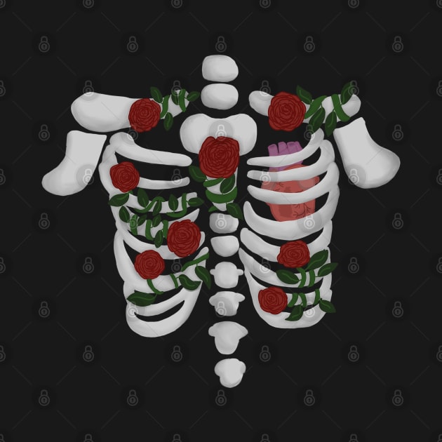 Skeleton ribs (heart and roses) by Geometrico22