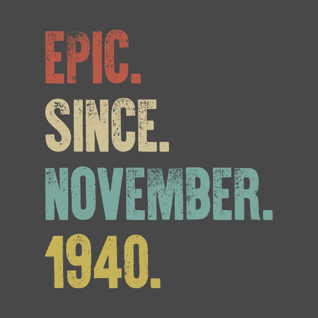 Retro Vintage 80th Birthday Epic Since November 1940 by DutchTees