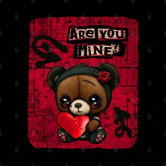 Are You Mine? Cute Emo Teddy bear by Quirky And Funny Animals